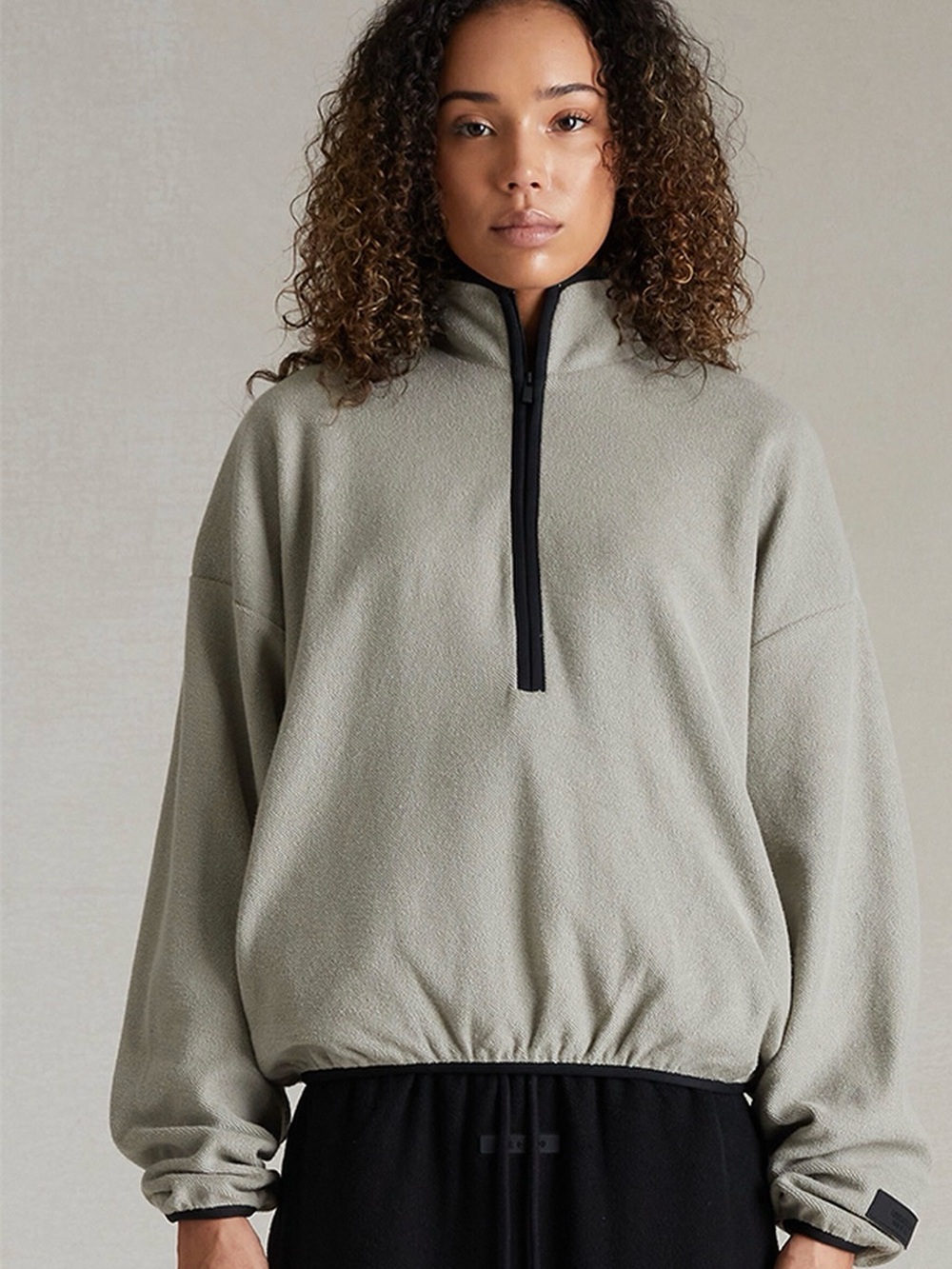 Fear of God ESSENTIALS Women's Seal Reverse Fleece Half Zip Mock Neck Sweatshirt